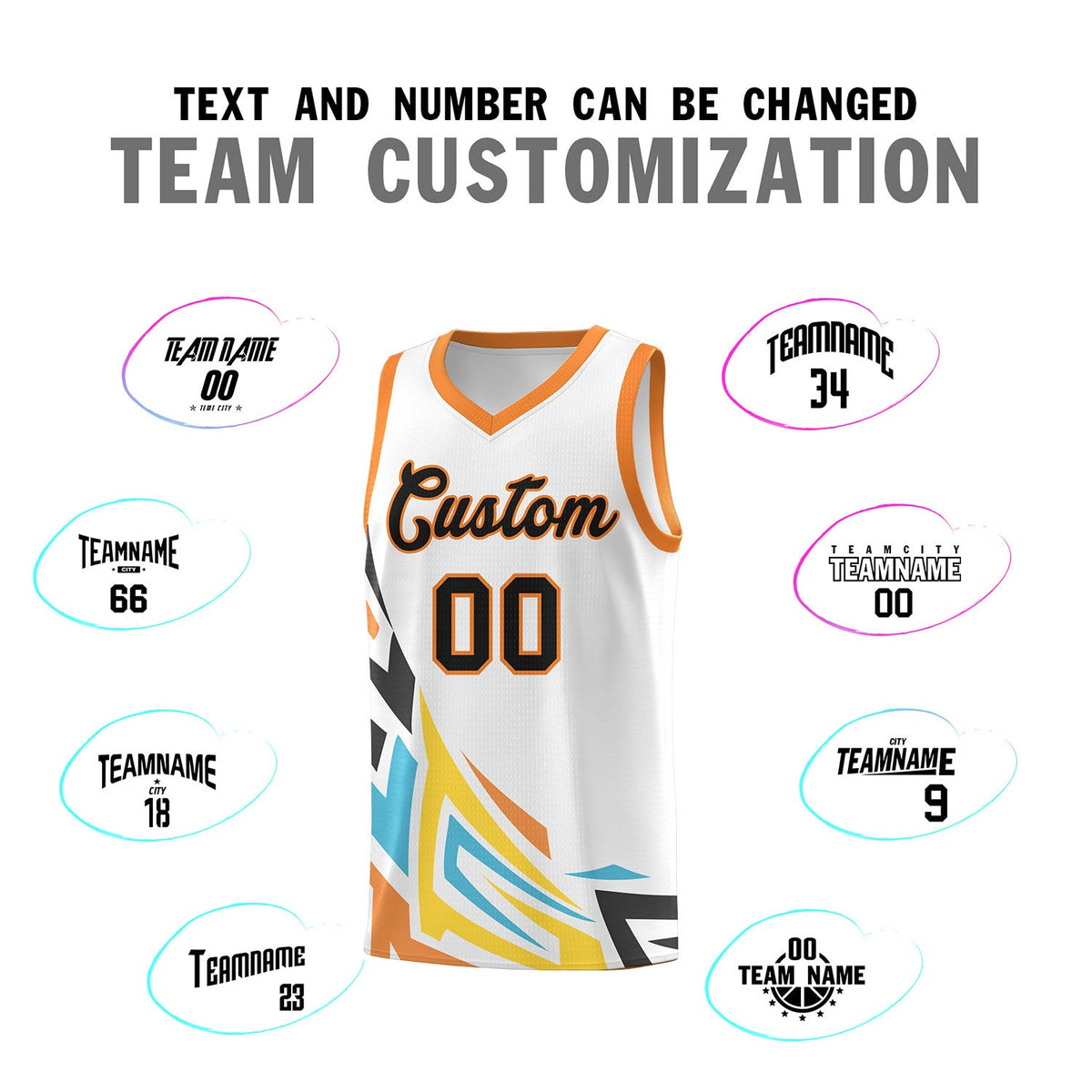 Custom White Gradient Graffiti Pattern Sports Uniform Basketball Jersey