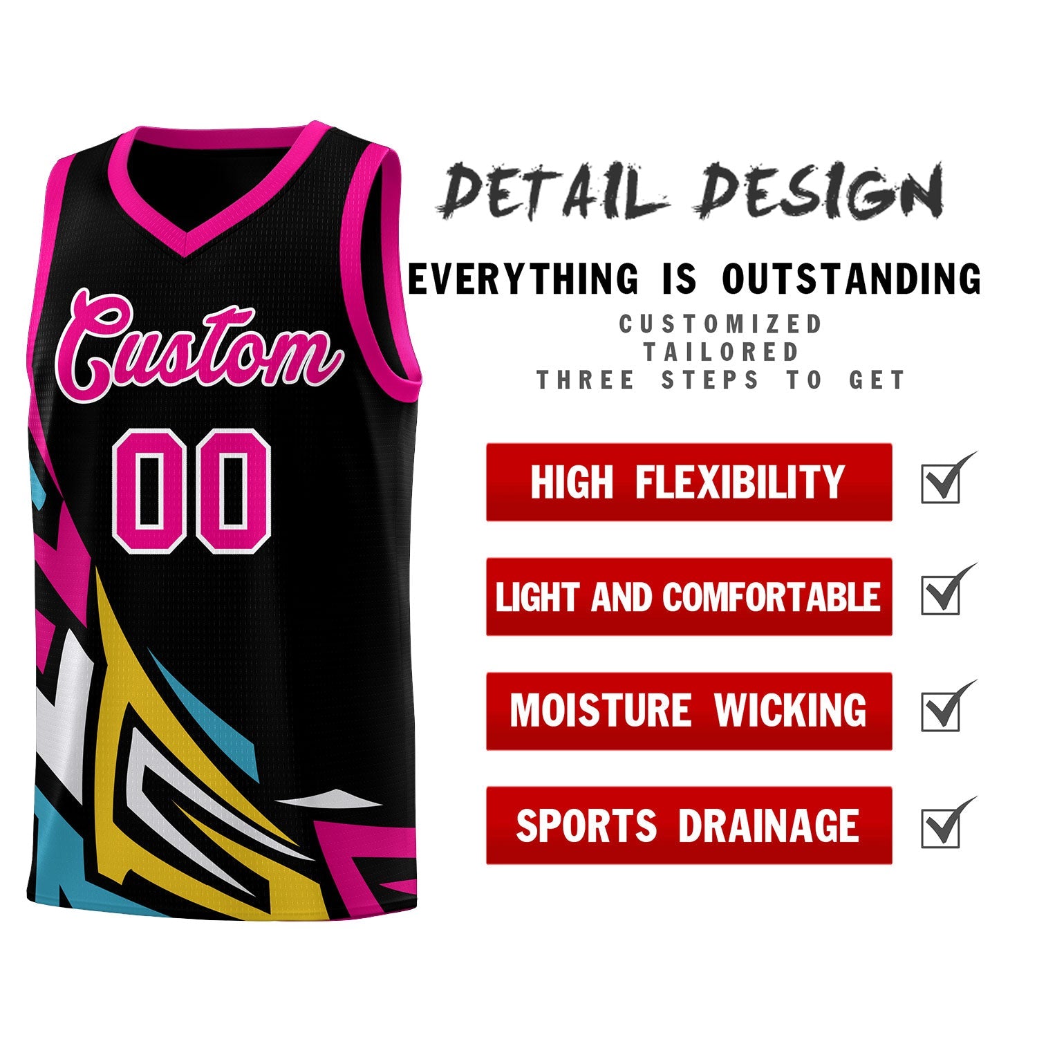 Custom Black Gradient Graffiti Pattern Sports Uniform Basketball Jersey