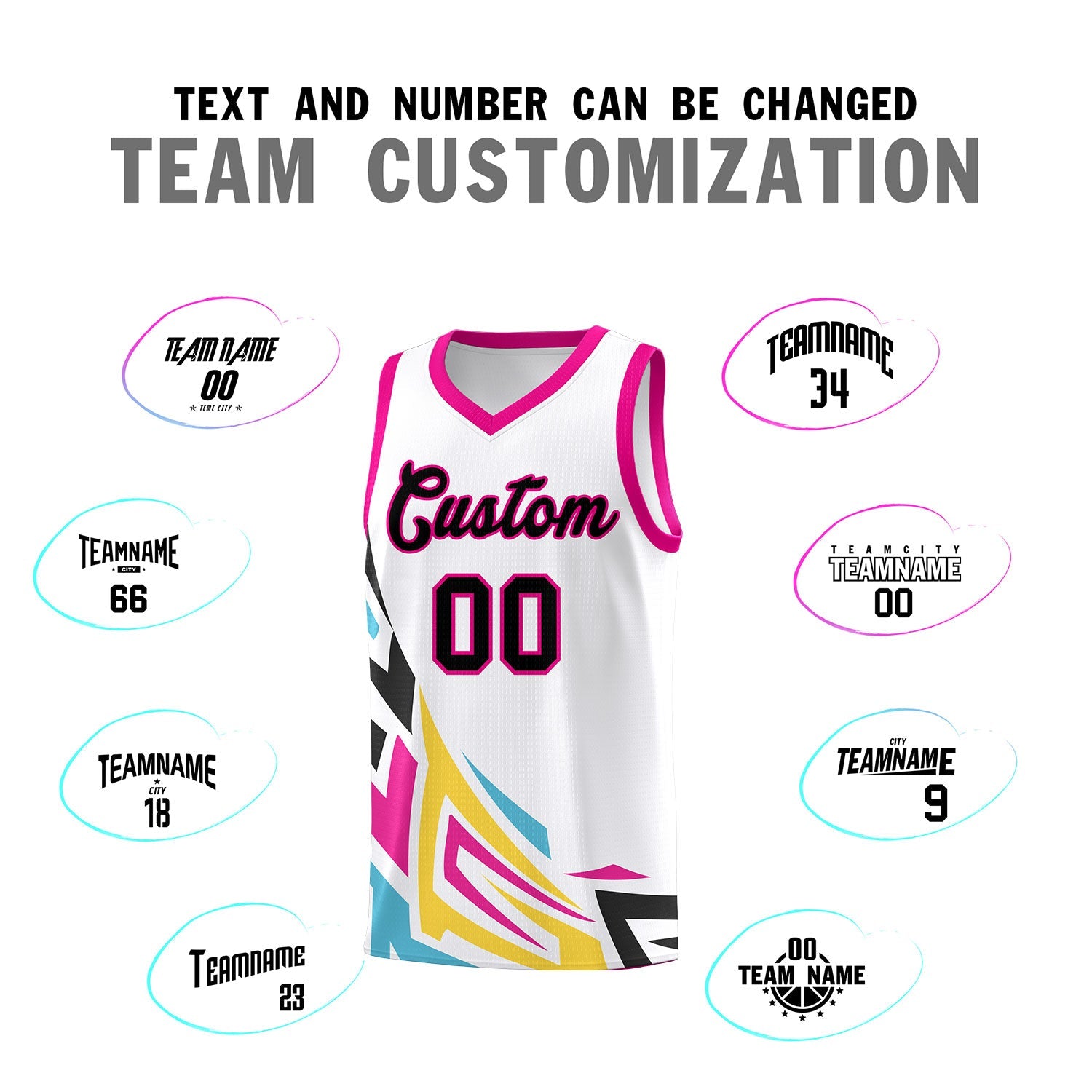 Custom White Gradient Graffiti Pattern Sports Uniform Basketball Jersey