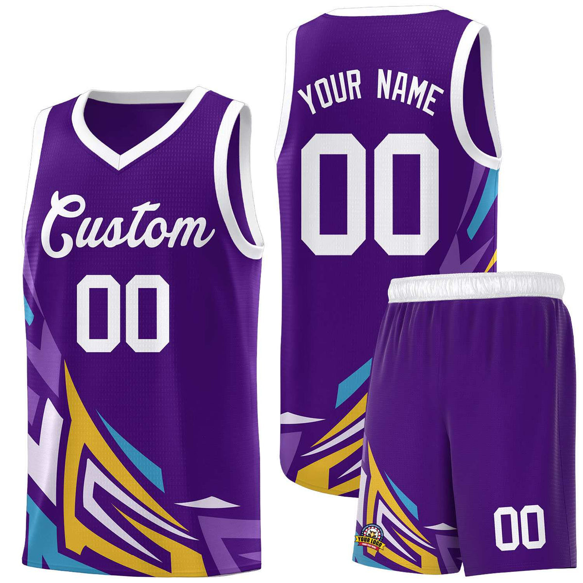 Custom Purple Gradient Graffiti Pattern Sports Uniform Basketball Jersey