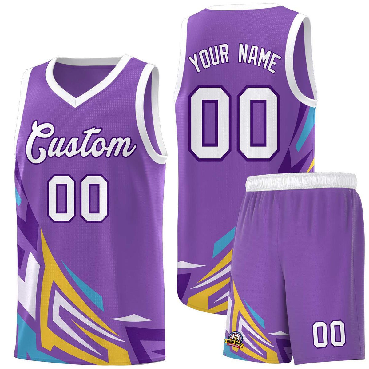 Custom Light Purple Gradient Graffiti Pattern Sports Uniform Basketball Jersey