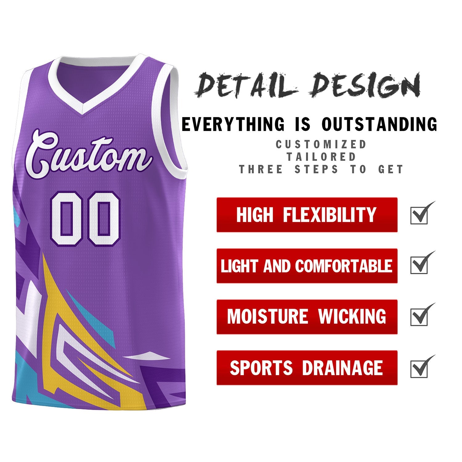 Custom Light Purple Gradient Graffiti Pattern Sports Uniform Basketball Jersey