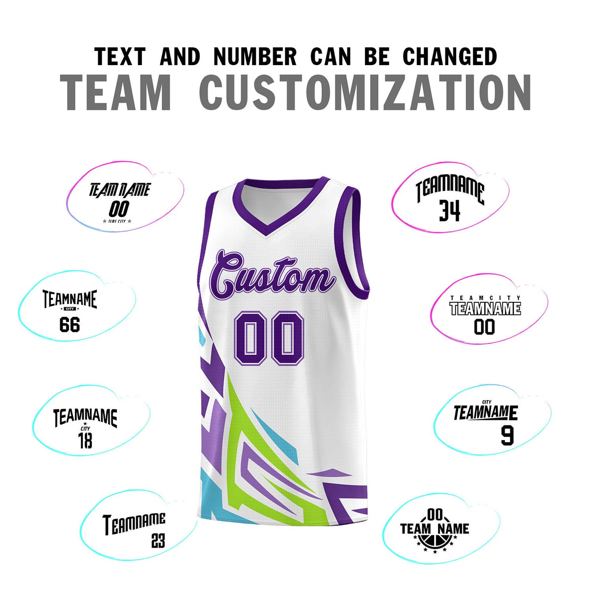 Custom White Gradient Graffiti Pattern Sports Uniform Basketball Jersey