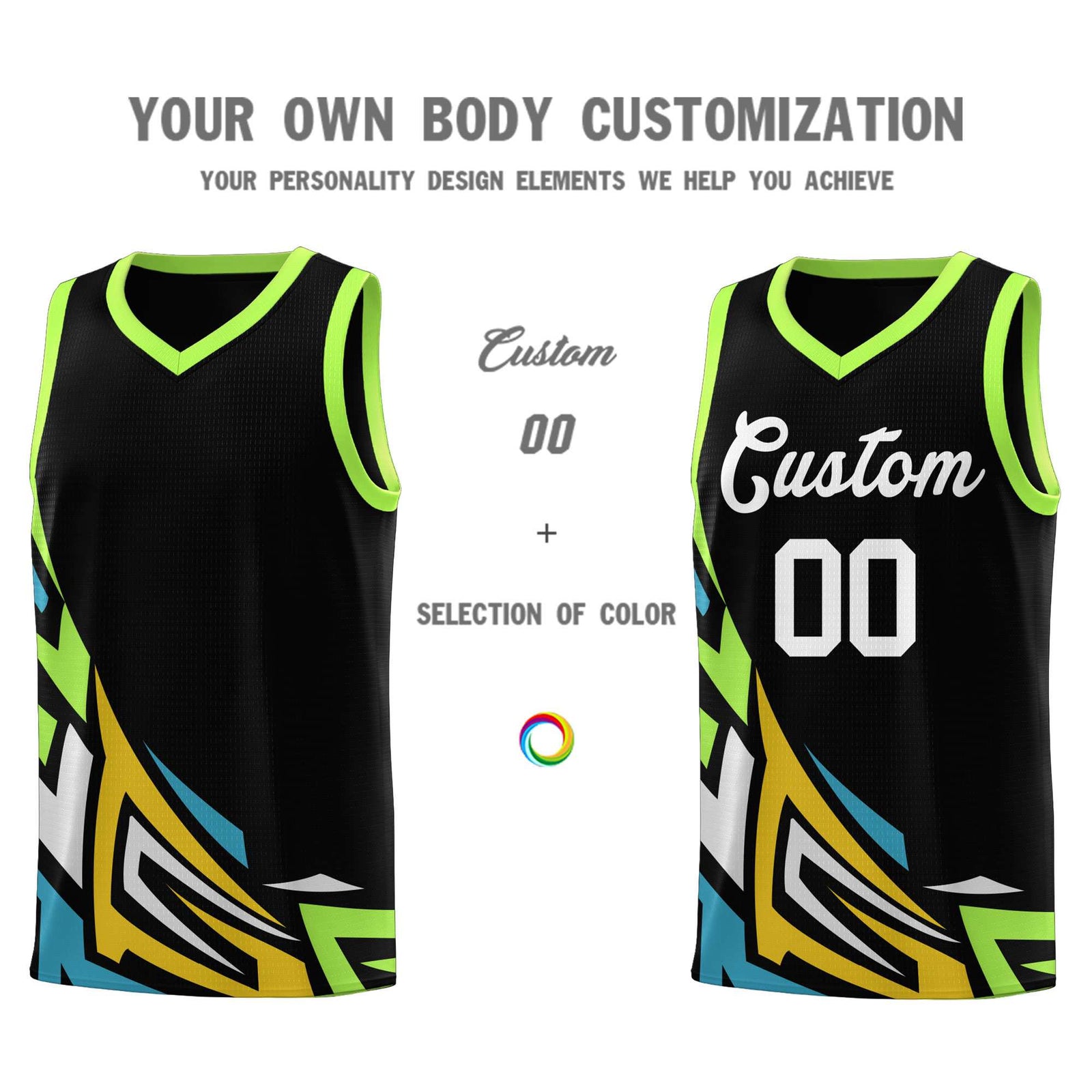 Custom Black Gradient Graffiti Pattern Sports Uniform Basketball Jersey