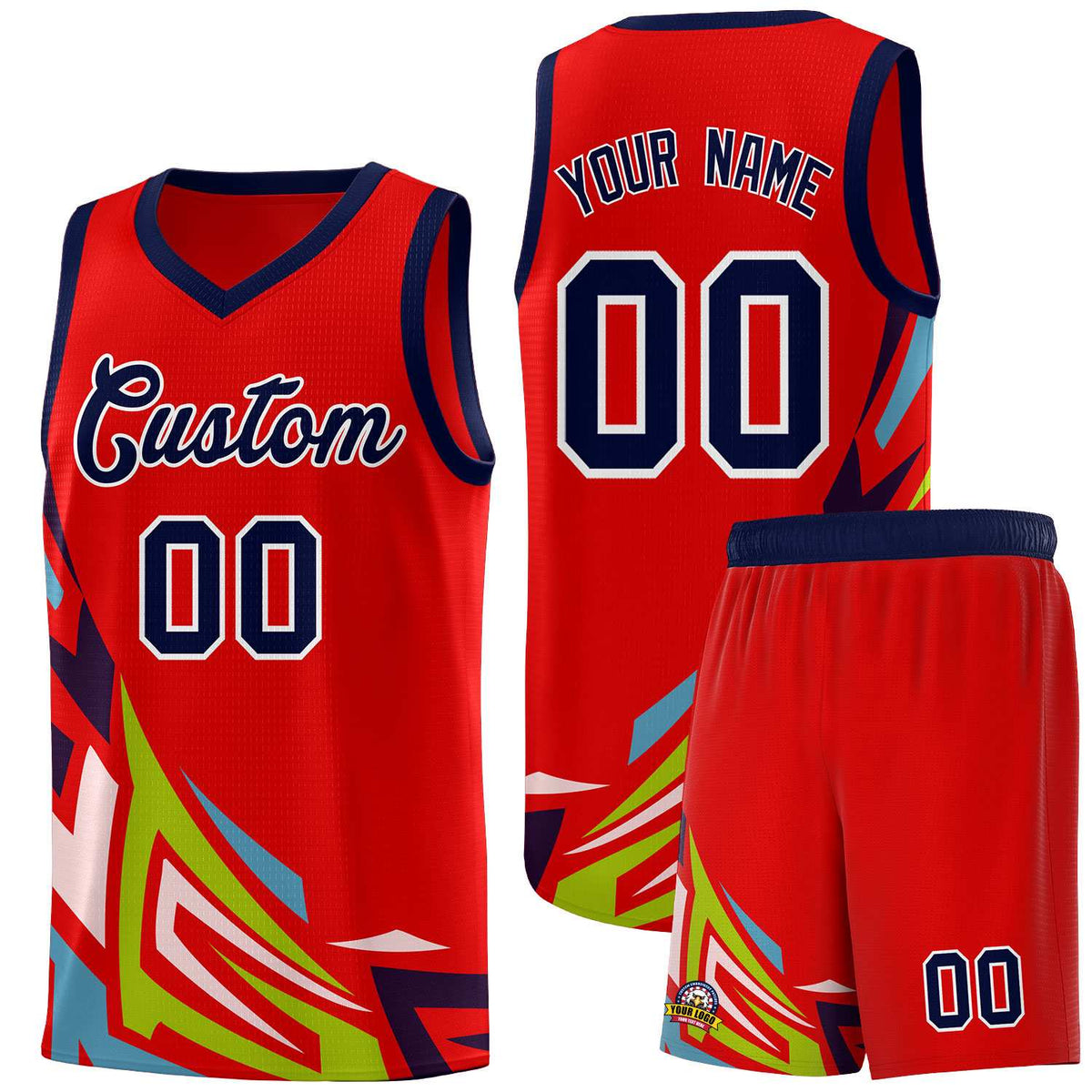 Custom Red Gradient Graffiti Pattern Sports Uniform Basketball Jersey
