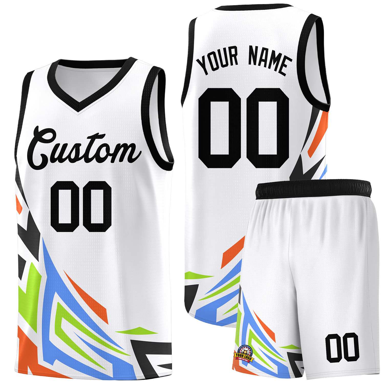 Custom White Gradient Graffiti Pattern Sports Uniform Basketball Jersey