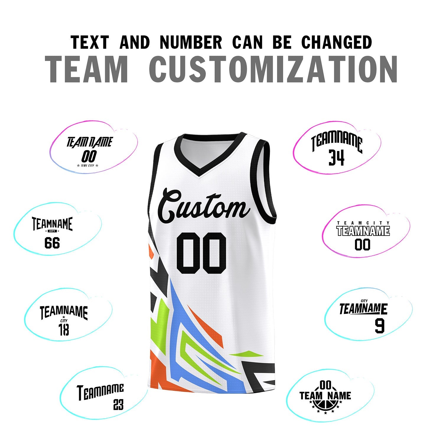 Custom White Gradient Graffiti Pattern Sports Uniform Basketball Jersey