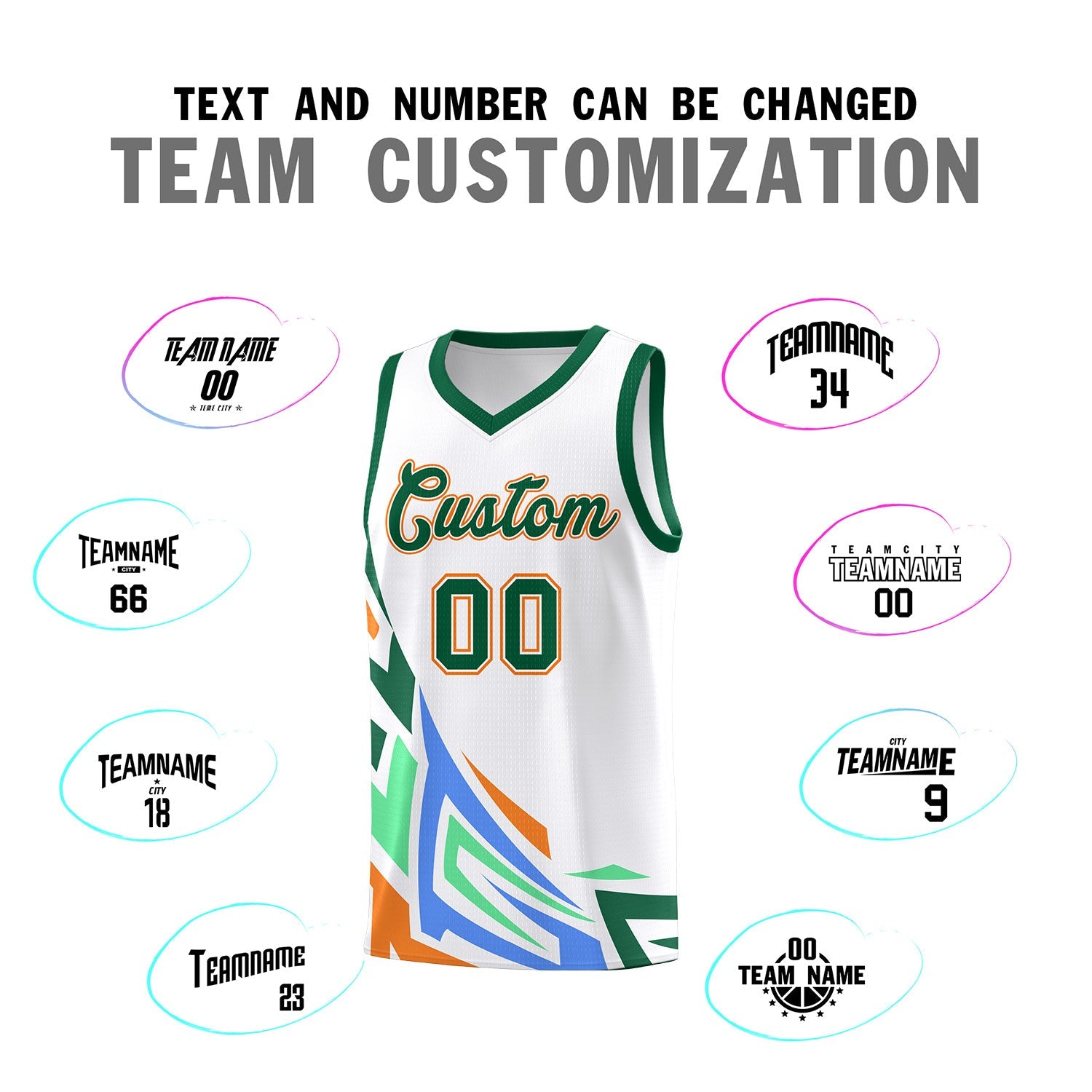 Custom White Gradient Graffiti Pattern Sports Uniform Basketball Jersey