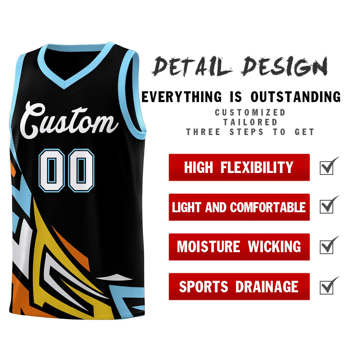 Custom Black Gradient Graffiti Pattern Sports Uniform Basketball Jersey