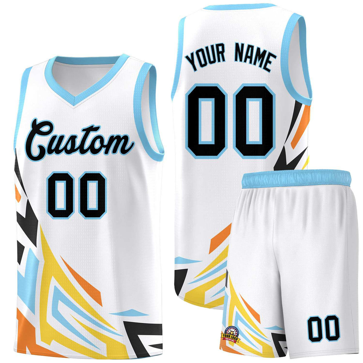 Custom White Gradient Graffiti Pattern Sports Uniform Basketball Jersey