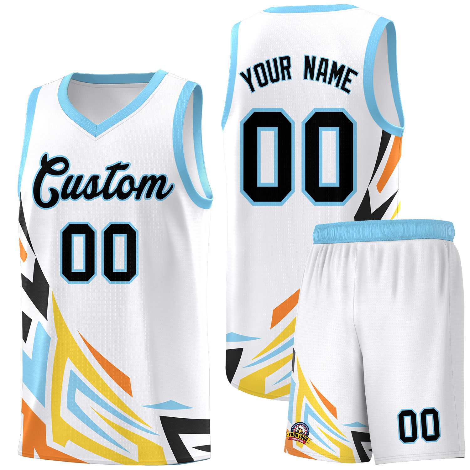 Custom White Gradient Graffiti Pattern Sports Uniform Basketball Jersey