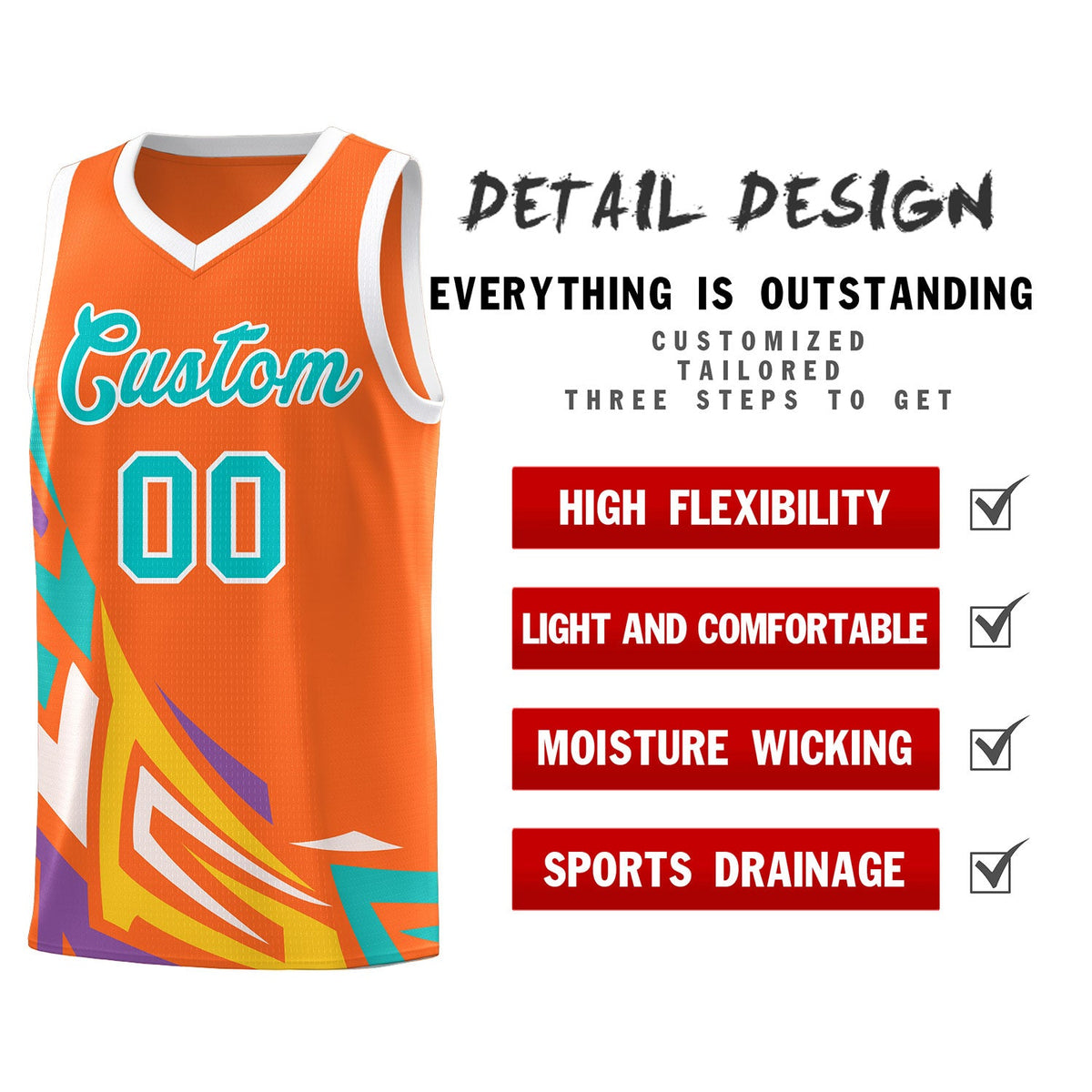 Custom Orange Gradient Graffiti Pattern Sports Uniform Basketball Jersey