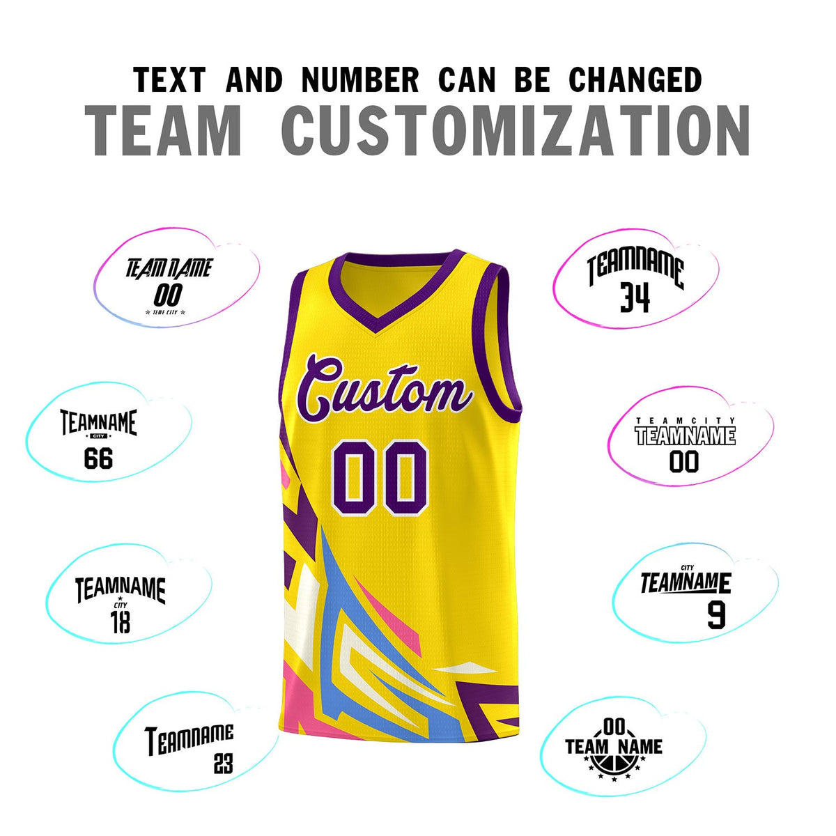 Custom Gold Gradient Graffiti Pattern Sports Uniform Basketball Jersey