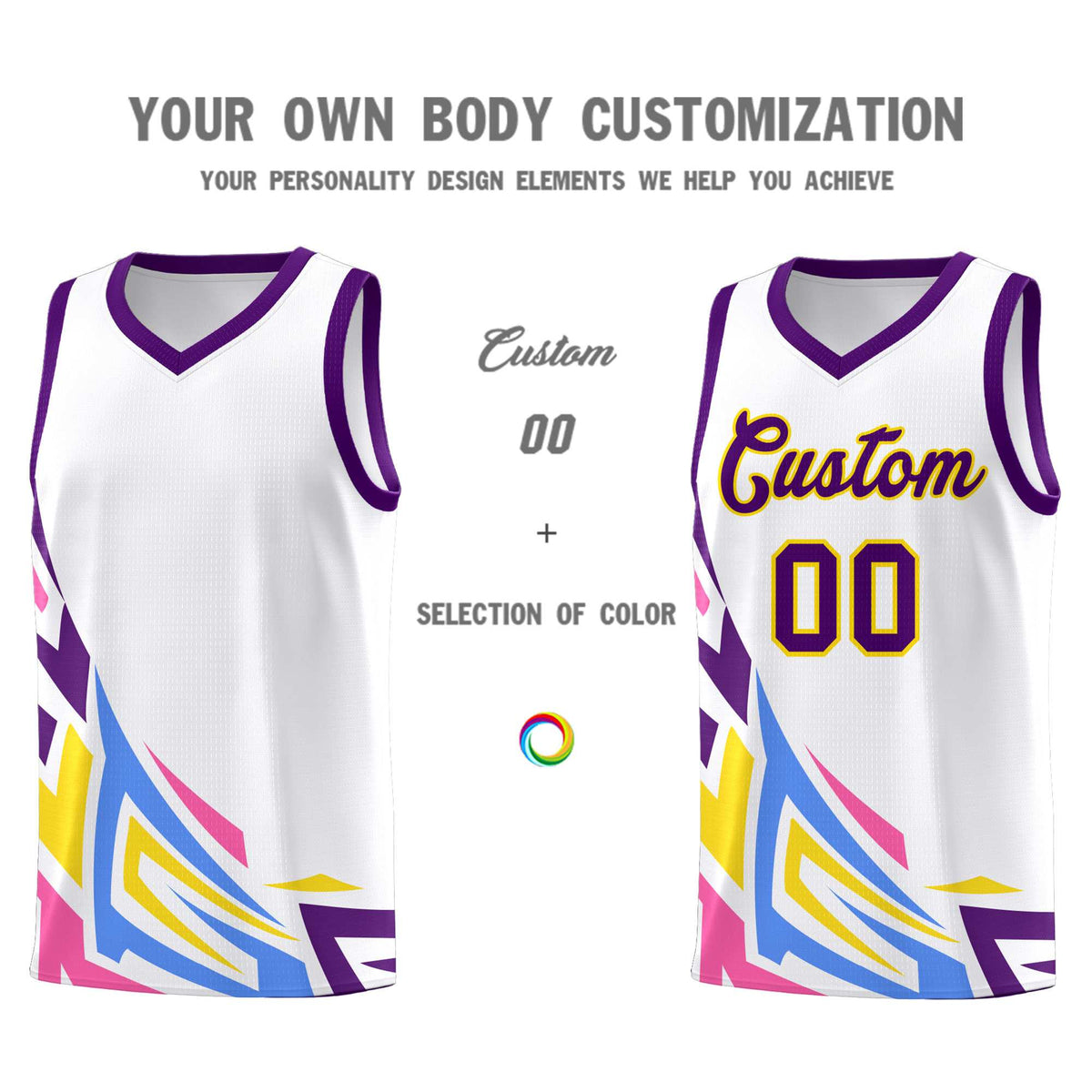 Custom White Gradient Graffiti Pattern Sports Uniform Basketball Jersey