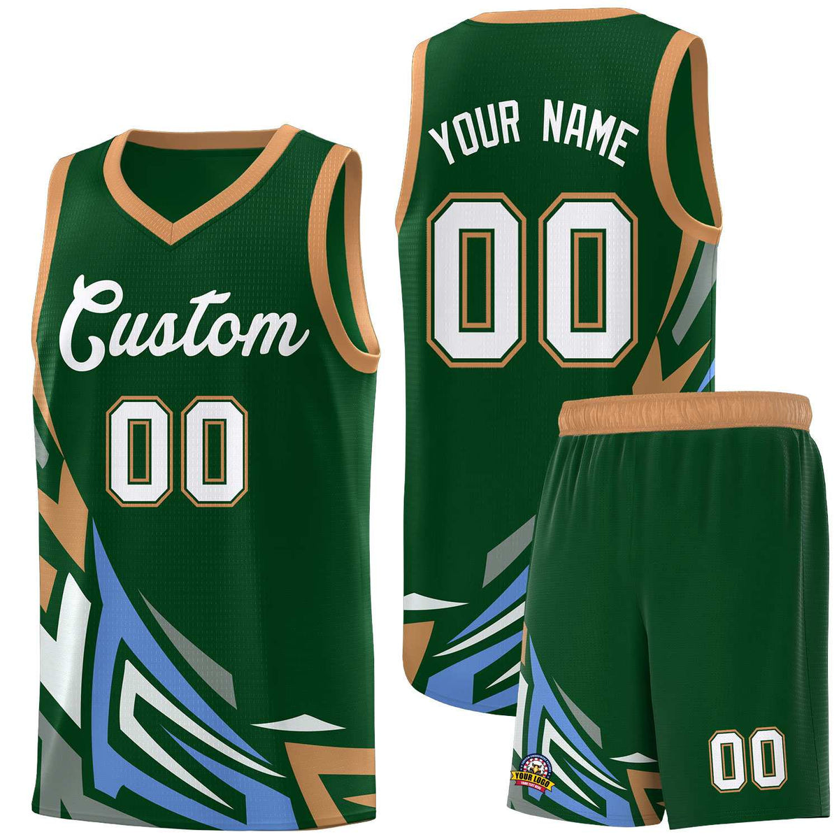 Custom Green Gradient Graffiti Pattern Sports Uniform Basketball Jersey