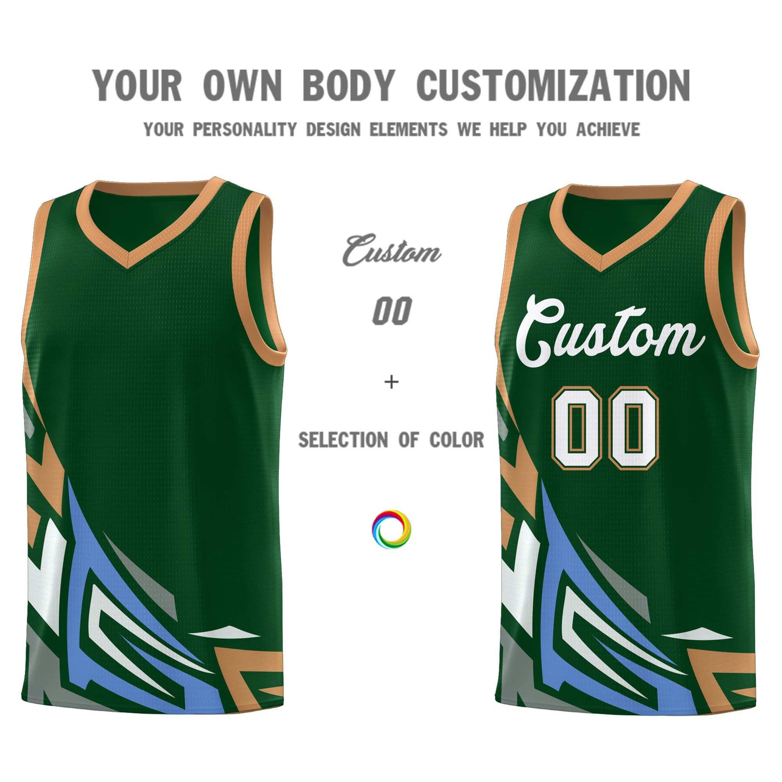 Custom Green Gradient Graffiti Pattern Sports Uniform Basketball Jersey