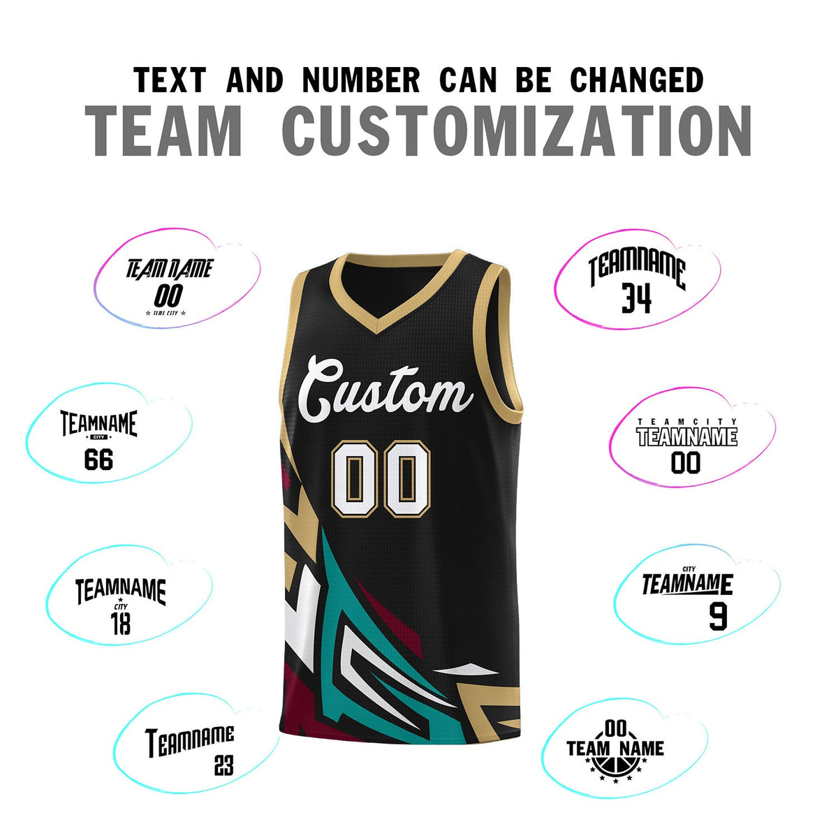 Custom Black Gradient Graffiti Pattern Sports Uniform Basketball Jersey