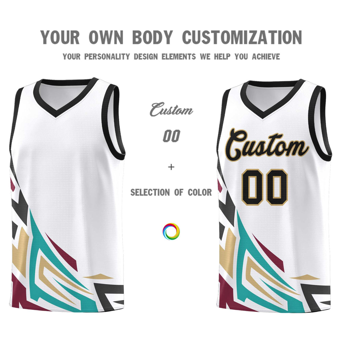 Custom White Gradient Graffiti Pattern Sports Uniform Basketball Jersey