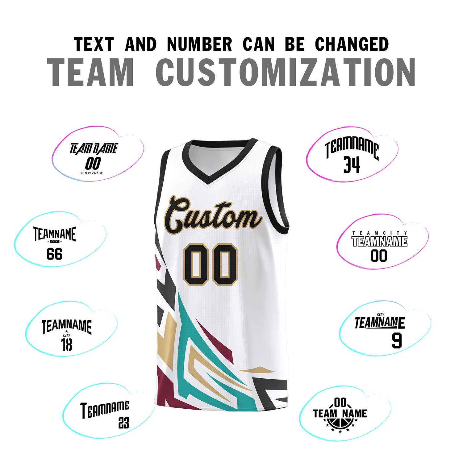 Custom White Gradient Graffiti Pattern Sports Uniform Basketball Jersey