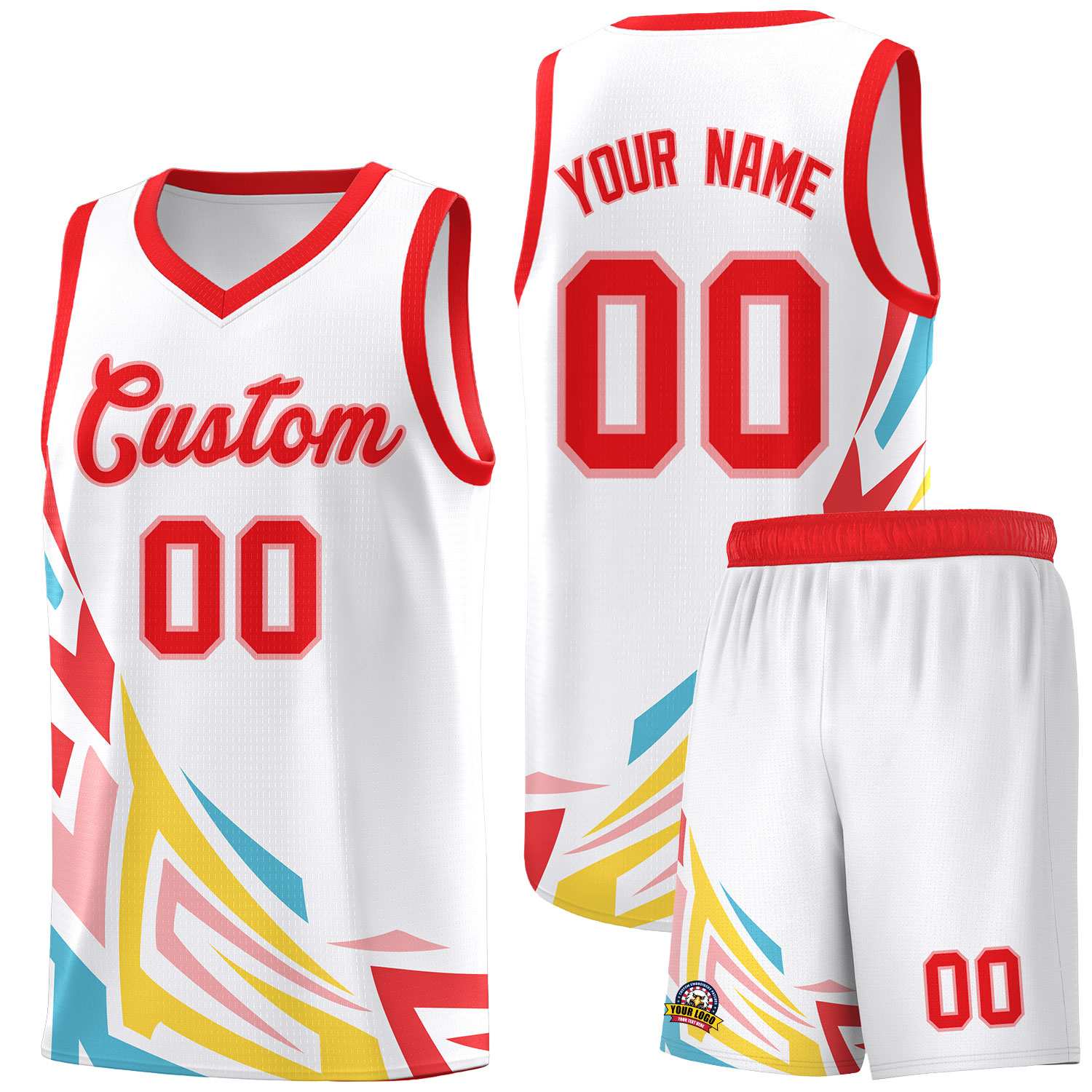 Custom White Gradient Graffiti Pattern Sports Uniform Basketball Jersey