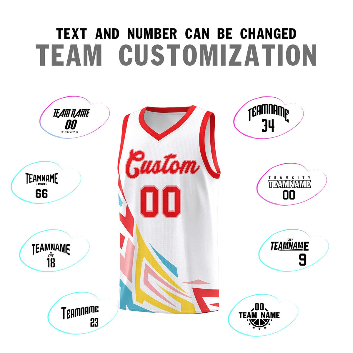 Custom White Gradient Graffiti Pattern Sports Uniform Basketball Jersey