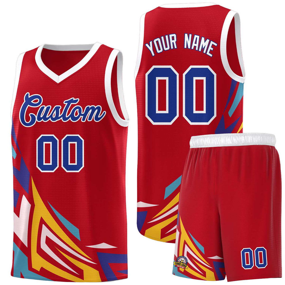 Custom Red Gradient Graffiti Pattern Sports Uniform Basketball Jersey