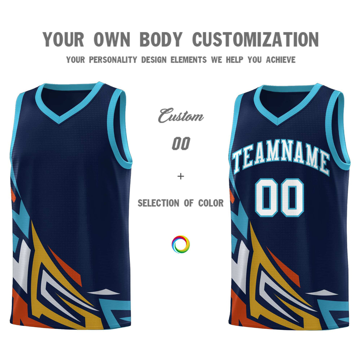 Custom Navy Gradient Graffiti Pattern Sports Uniform Basketball Jersey