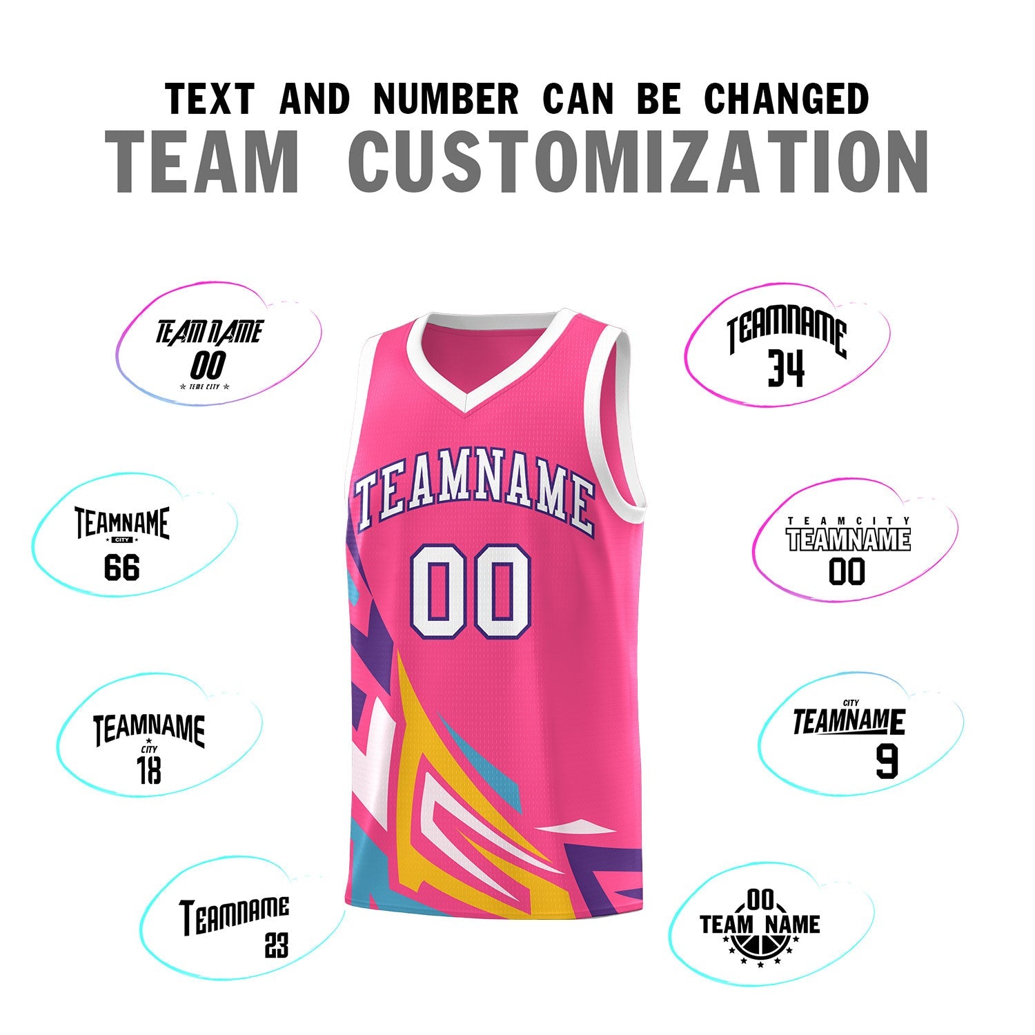 Custom Pink Gradient Graffiti Pattern Sports Uniform Basketball Jersey
