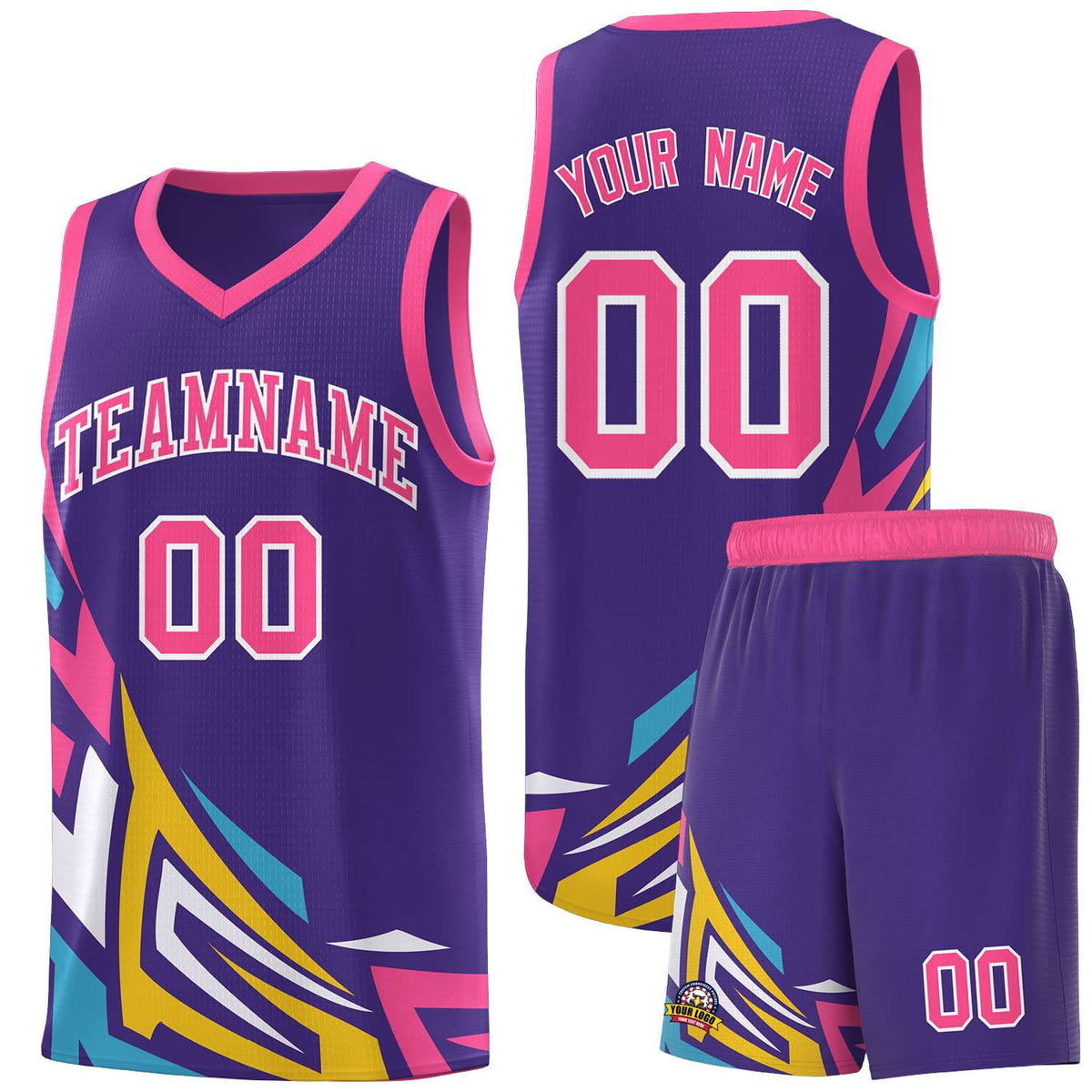 Custom Purple Gradient Graffiti Pattern Sports Uniform Basketball Jersey
