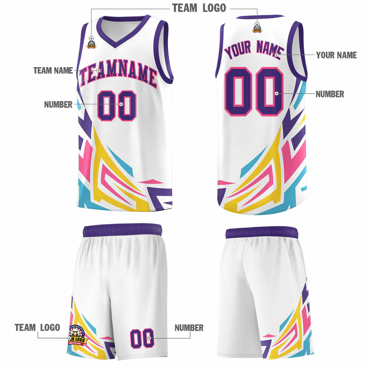 Custom White Gradient Graffiti Pattern Sports Uniform Basketball Jersey