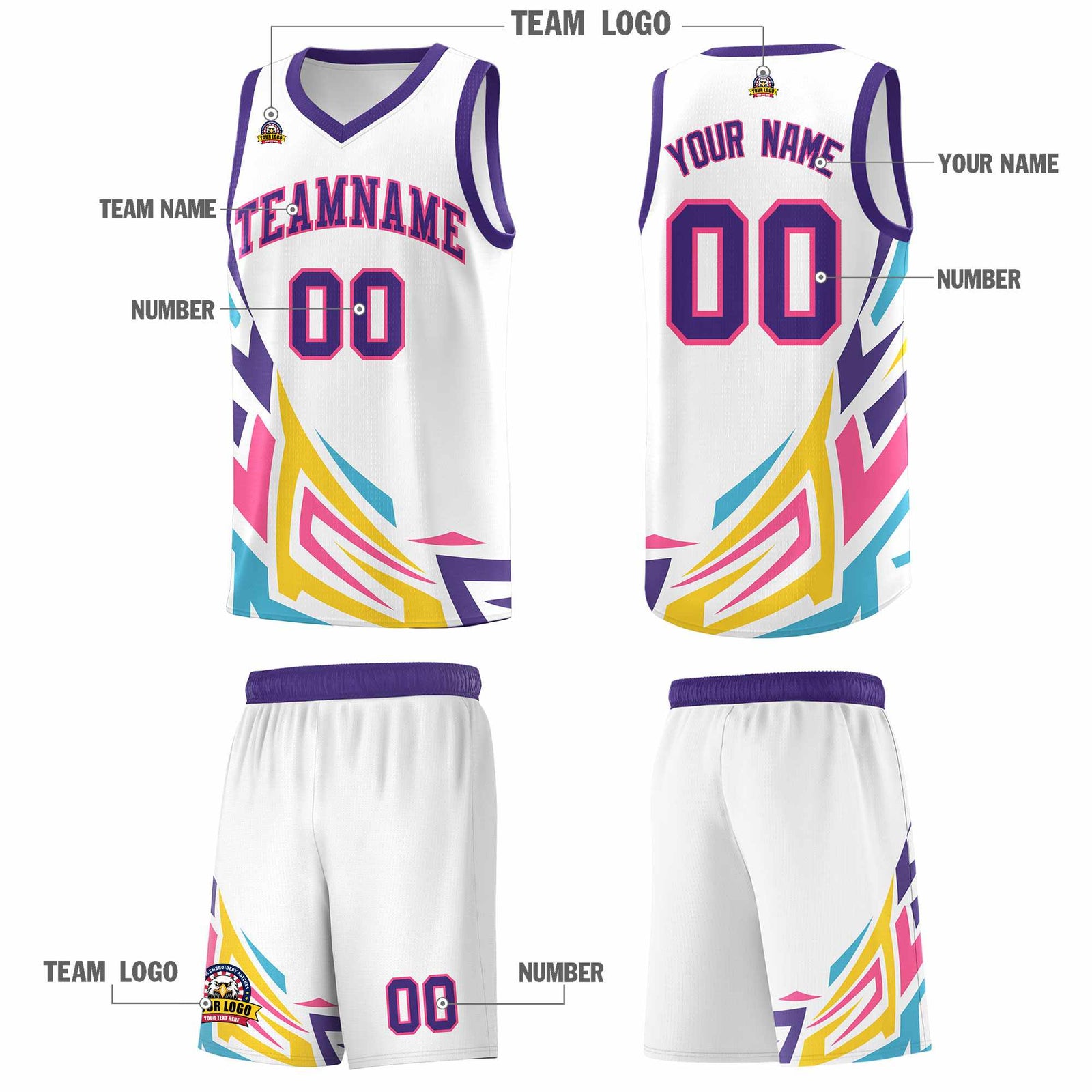 Custom White Gradient Graffiti Pattern Sports Uniform Basketball Jersey