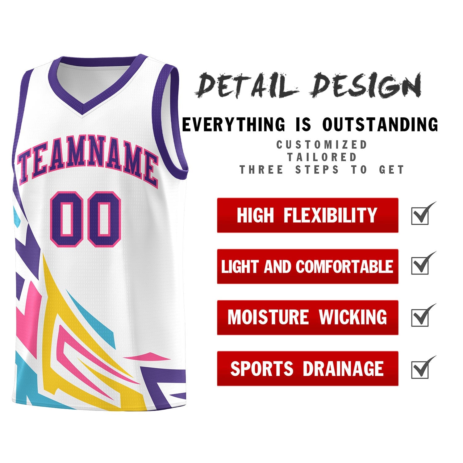 Custom White Gradient Graffiti Pattern Sports Uniform Basketball Jersey