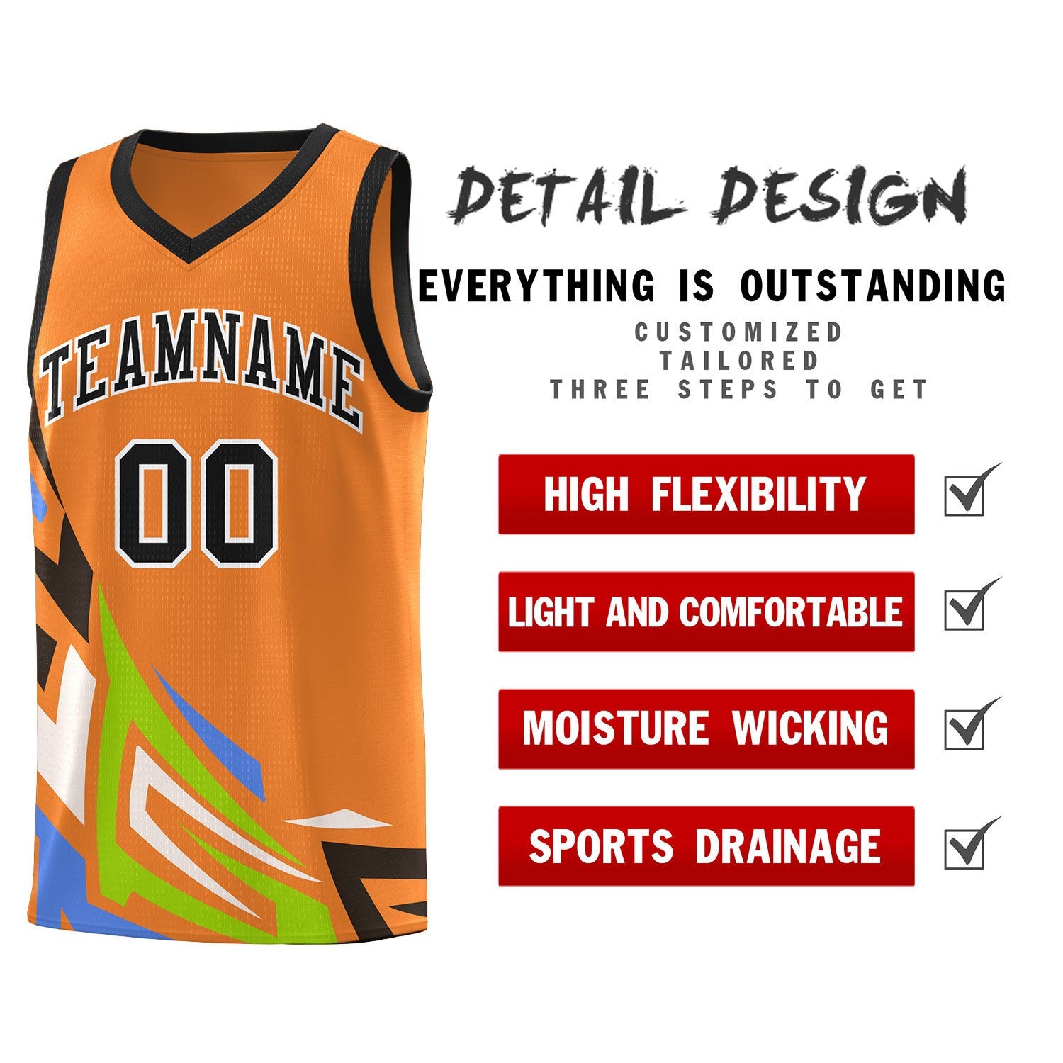 Custom Gold Orange Gradient Graffiti Pattern Sports Uniform Basketball Jersey