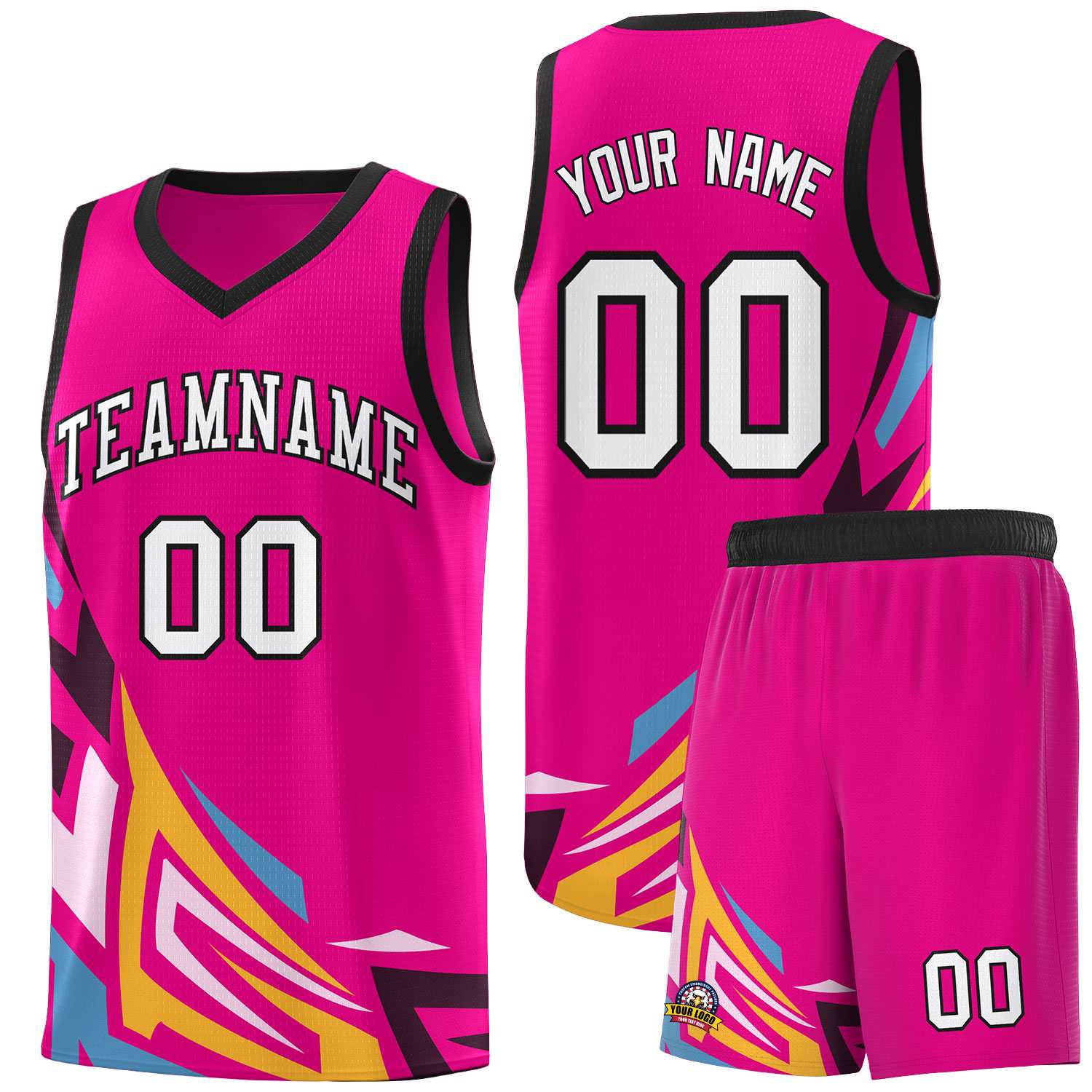 Custom Pink Gradient Graffiti Pattern Sports Uniform Basketball Jersey