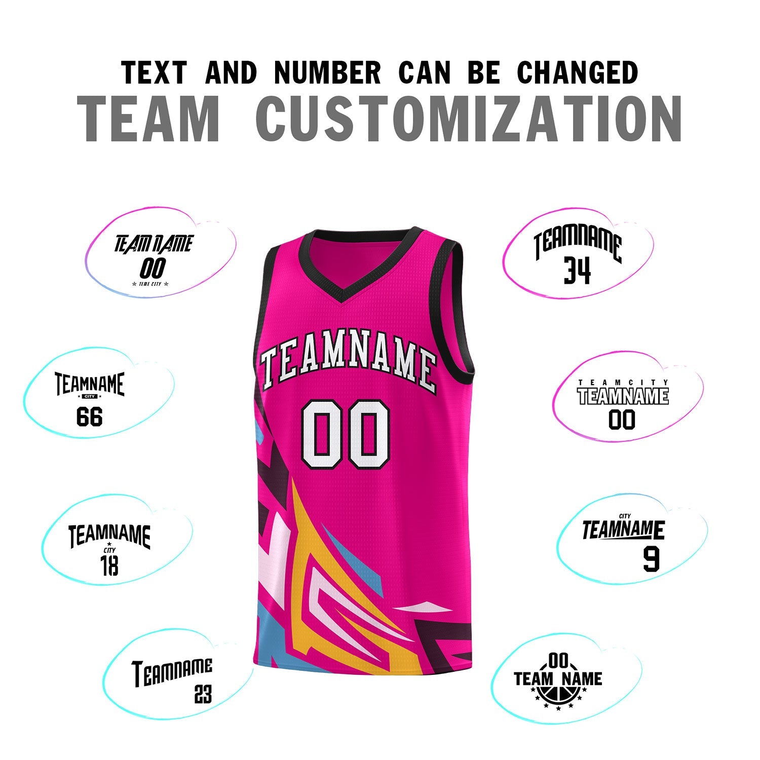 Custom Pink Gradient Graffiti Pattern Sports Uniform Basketball Jersey