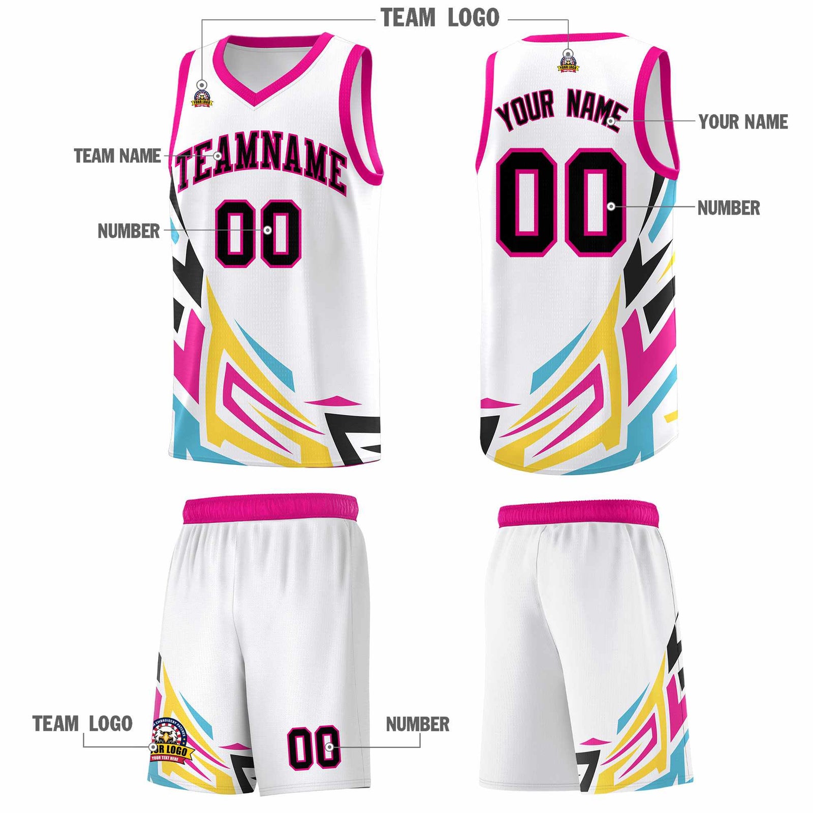 Custom White Gradient Graffiti Pattern Sports Uniform Basketball Jersey