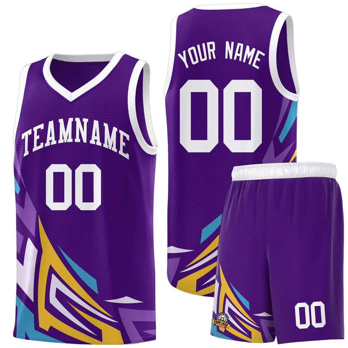 Custom Purple Gradient Graffiti Pattern Sports Uniform Basketball Jersey