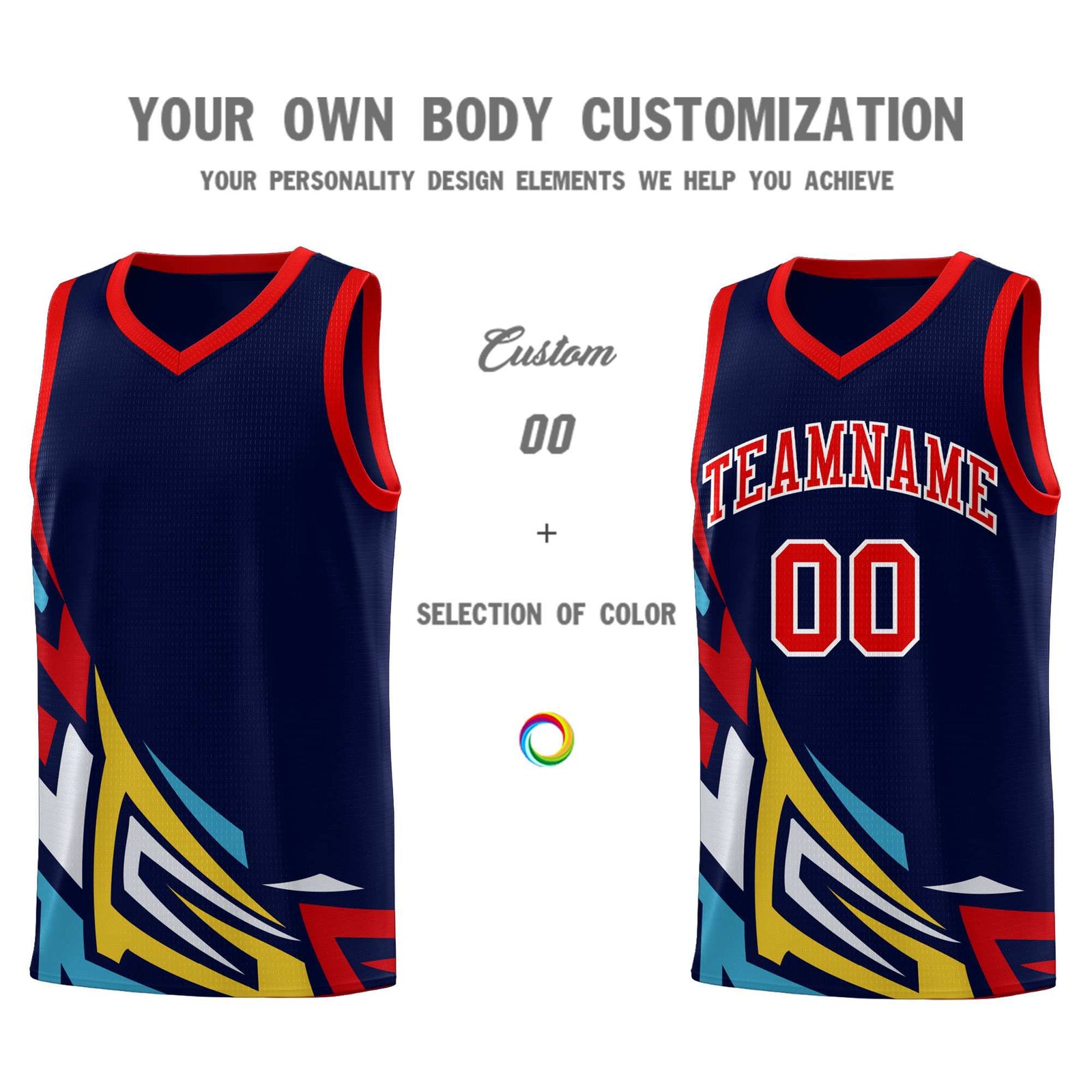 Custom Navy Gradient Graffiti Pattern Sports Uniform Basketball Jersey