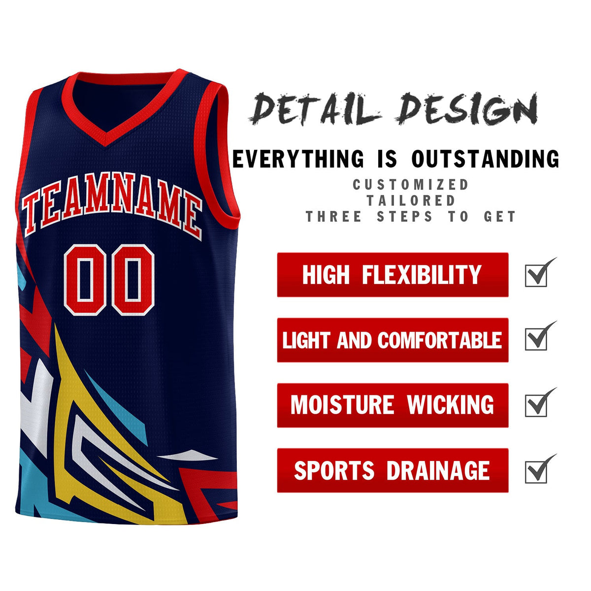 Custom Navy Gradient Graffiti Pattern Sports Uniform Basketball Jersey