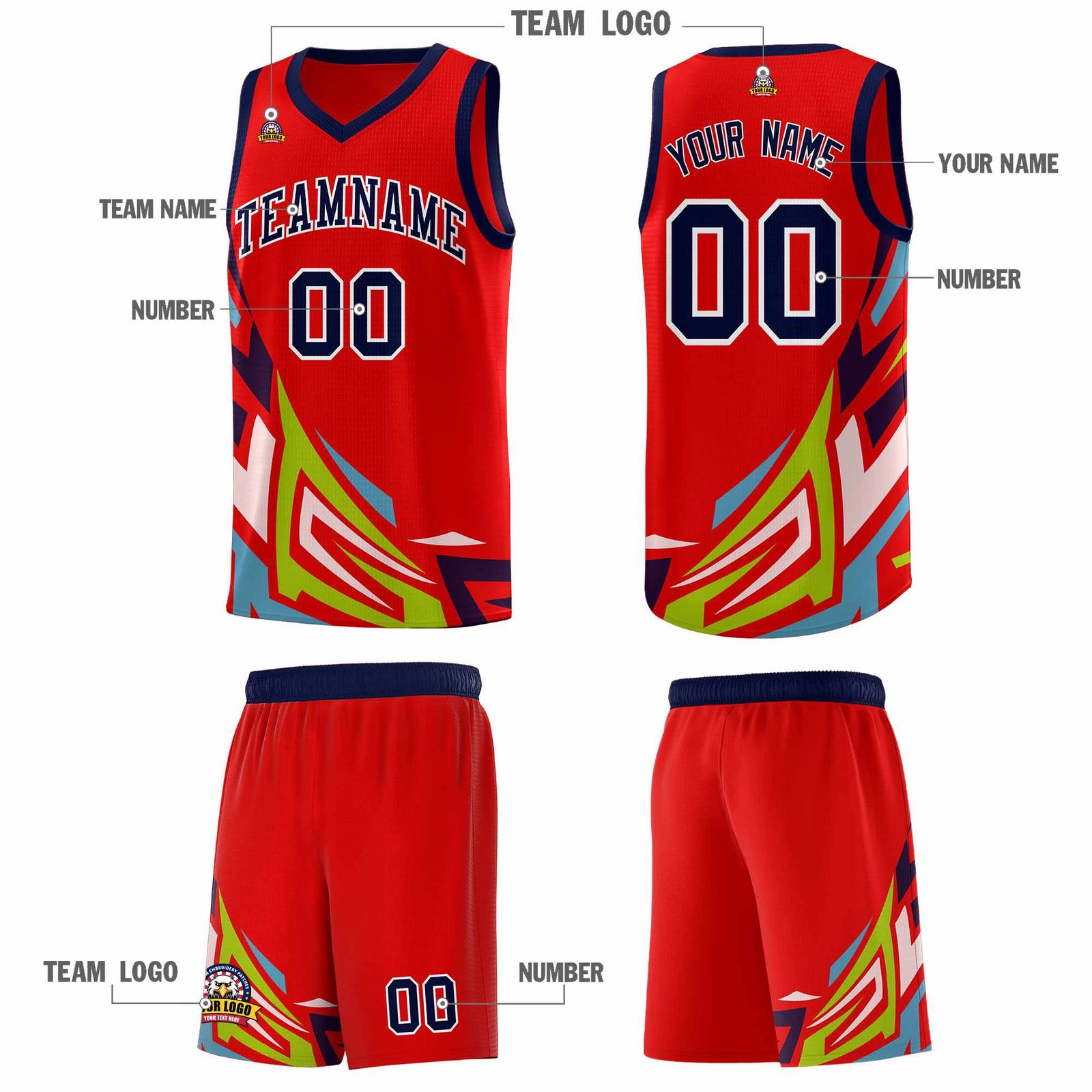 Custom Red Gradient Graffiti Pattern Sports Uniform Basketball Jersey
