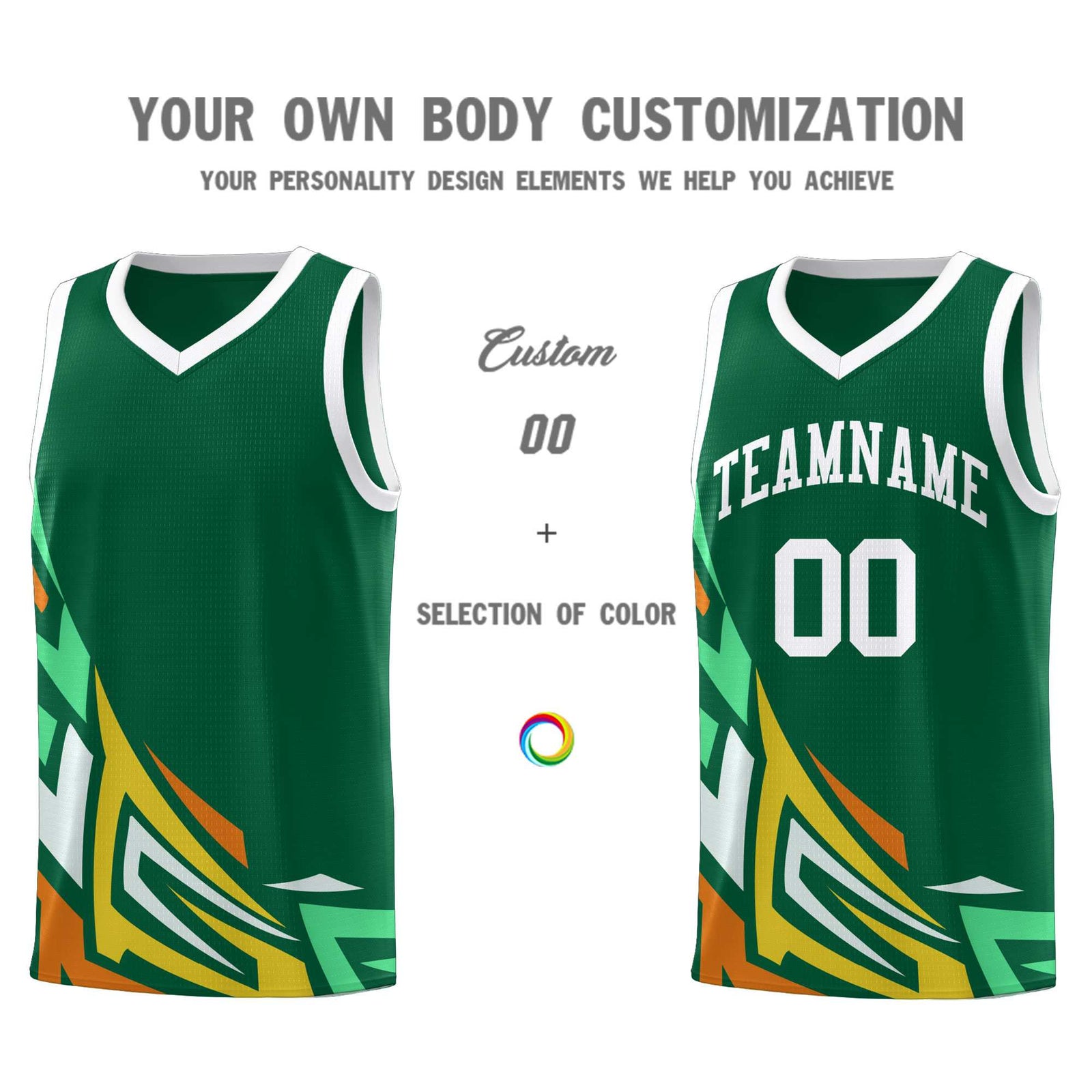 Custom Kelly Green Gradient Graffiti Pattern Sports Uniform Basketball Jersey