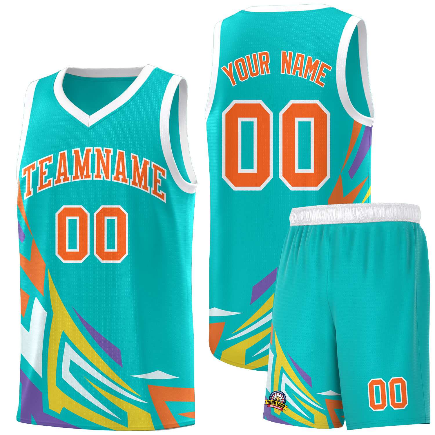 Custom Aqua Gradient Graffiti Pattern Sports Uniform Basketball Jersey