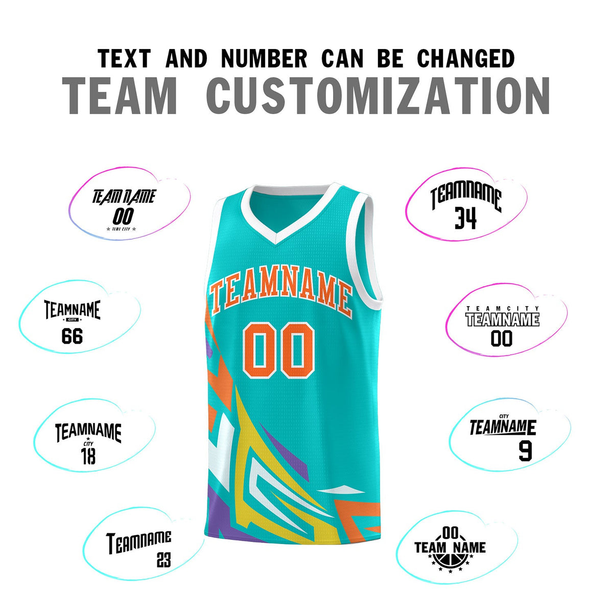 Custom Aqua Gradient Graffiti Pattern Sports Uniform Basketball Jersey