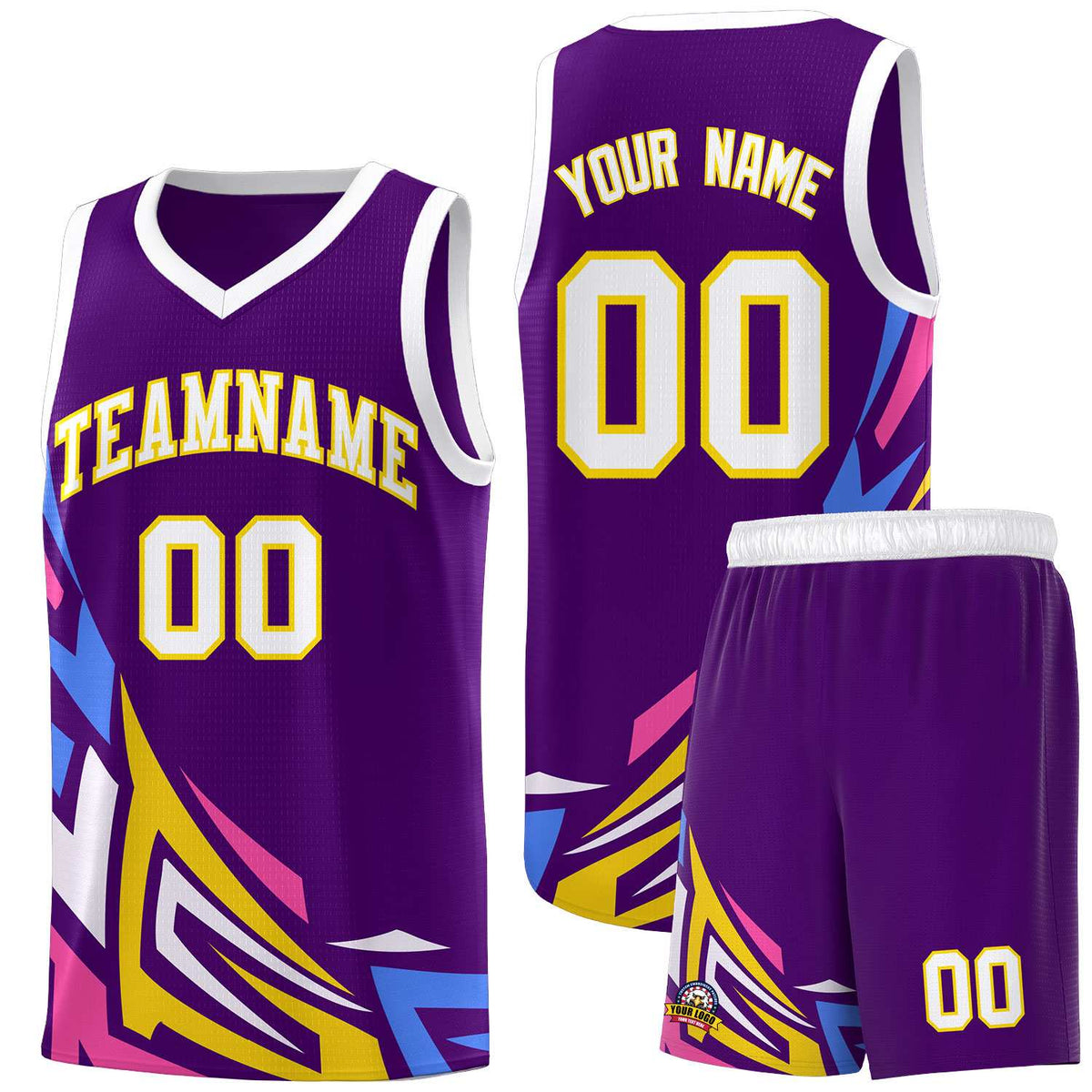 Custom Purple Gradient Graffiti Pattern Sports Uniform Basketball Jersey