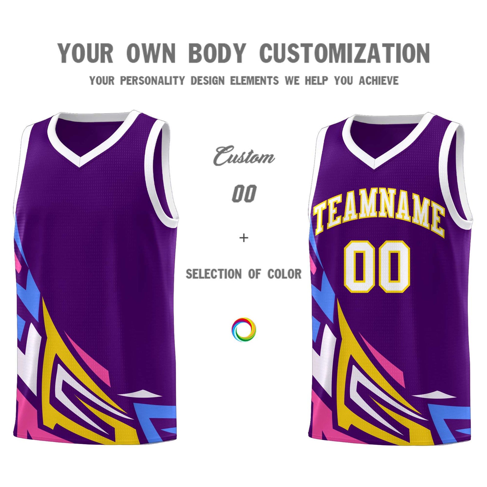 Custom Purple Gradient Graffiti Pattern Sports Uniform Basketball Jersey