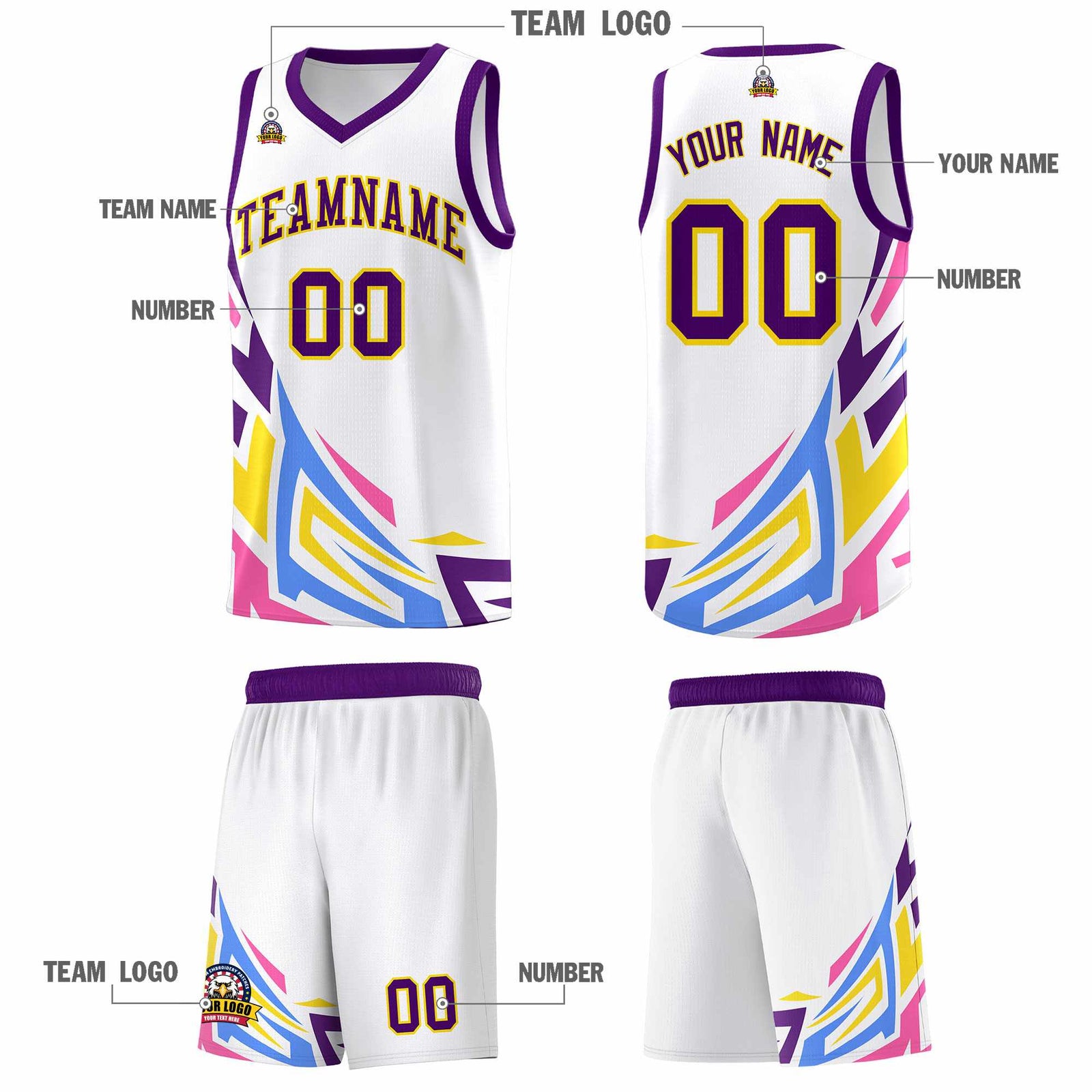 Custom White Gradient Graffiti Pattern Sports Uniform Basketball Jersey