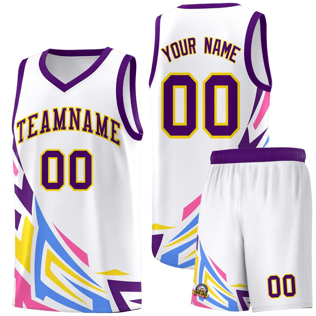 Custom White Gradient Graffiti Pattern Sports Uniform Basketball Jersey