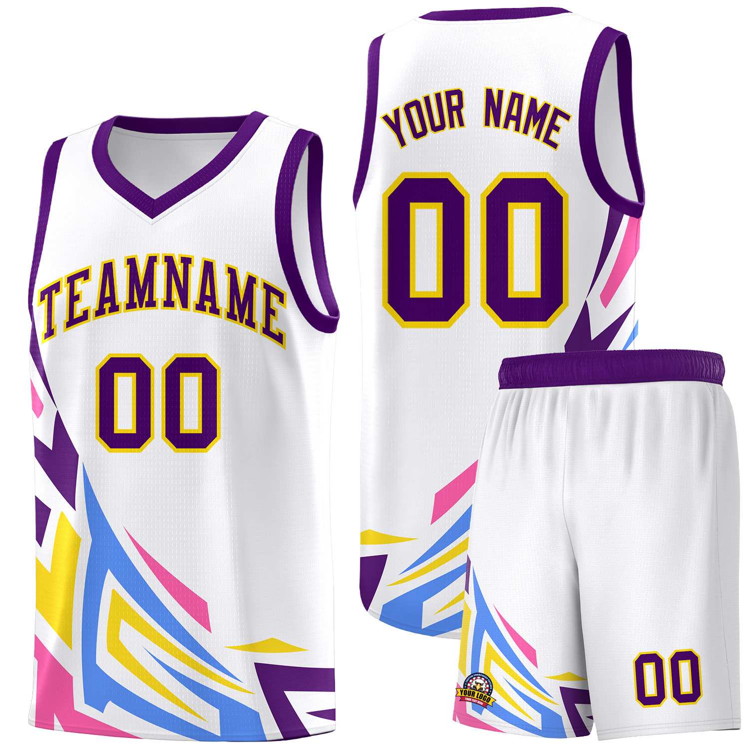 Custom White Gradient Graffiti Pattern Sports Uniform Basketball Jersey