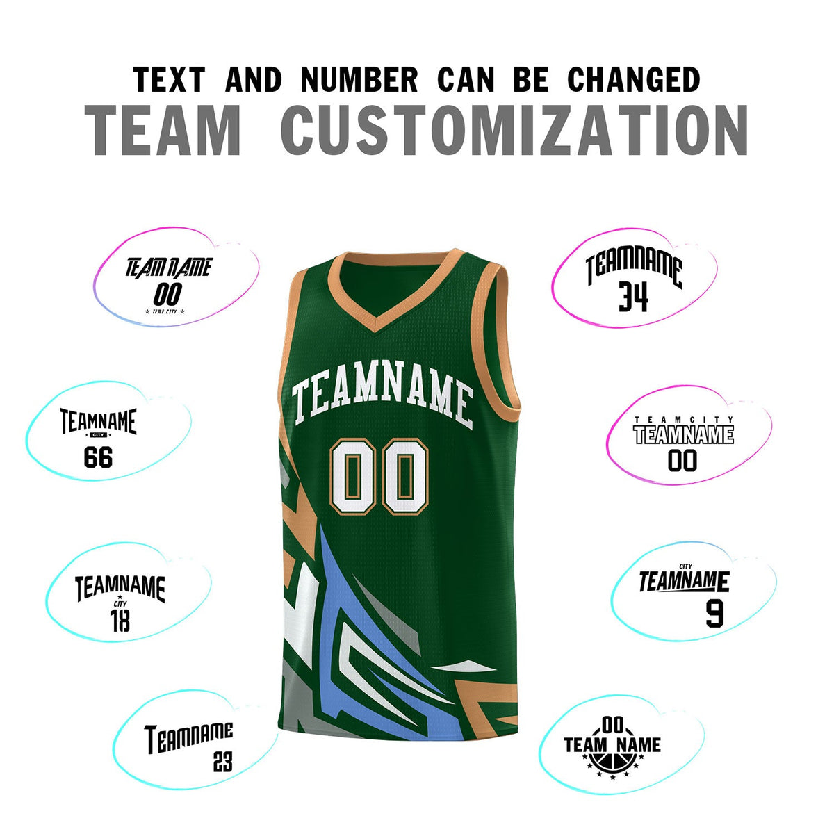 Custom Green Gradient Graffiti Pattern Sports Uniform Basketball Jersey