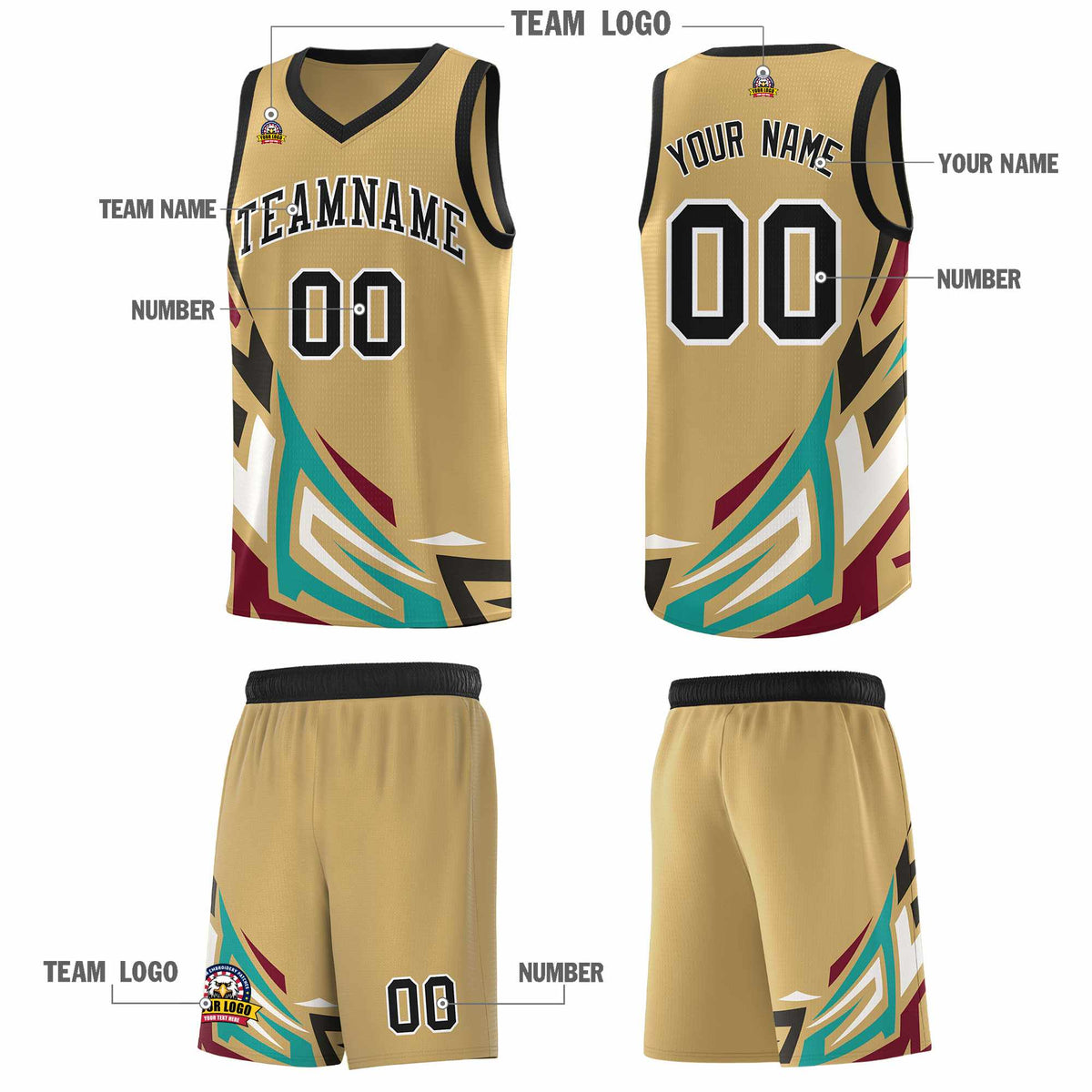 Custom Old Gold Gradient Graffiti Pattern Sports Uniform Basketball Jersey